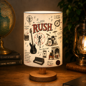 Rush Sketch Fabric Table Lamp Progressive Rock Wooden Bedside Lamp Decor Gift