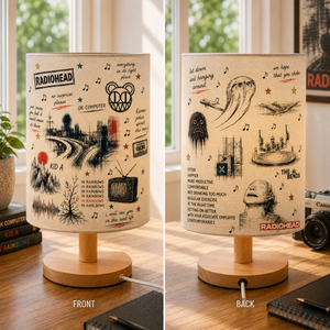 Radiohead Sketch Fabric Table Lamp Alternative Rock Bedroom Decor Light