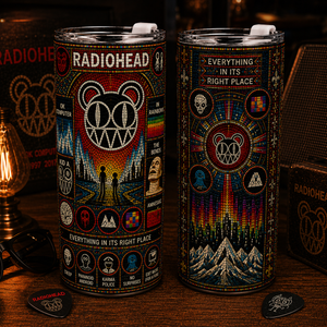 Radiohead Stained Glass 20oz 40ozTumbler OK Computer Inspired Stainless Steel Travel Tumbler with Lid for Radiohead Fans