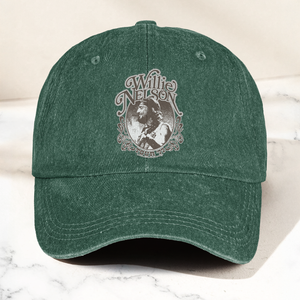 Willie Nelson Portrait Denim Cap Retro Music Willie Nelson Cap Gift For Dad (With Box)