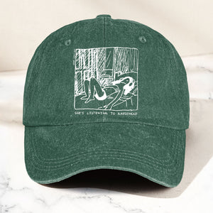 She's Listening to Radiohead Denim Cap Retro Radiohead Tribute Merch Dad Hat (With Box)