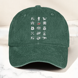 Talking Heads Symbols Cap Vintage Washed Black Dad Hat, Minimalist Alternative Rock Icon Hat (With Box)