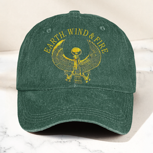 Earth Wind Fire Vintage Gold Egyptian Falcon Logo Denim Cap Retro Vintage Dad Cap Gift For Dad (With Box)
