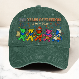 Grateful Dead 250 Years Of Freedom 1776 2026 4th of July Dancing Bears Denim Cap Retro Vintage Dad Cap Gift For Dad (With Box)