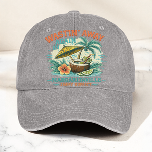 Jimmy Buffett Margaritaville Wastin Away Again Tropical Cocktail Beach Denim Cap Retro Vintage Dad Cap Gift For Dad (With Box)