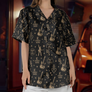 Bruce Springsteen And E Street Band Logo Graphic All-Over Print Hawaiian Shirt – Retro Music Album Art Inspired Shirt