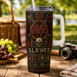 Slayer Stained Glass Tumbler 20oz & 40oz Stainless Steel Travel Mug for Slayer Heavy Metal Fans