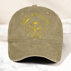 Earth Wind Fire Vintage Gold Egyptian Falcon Logo Denim Cap Retro Vintage Dad Cap Gift For Dad (With Box)