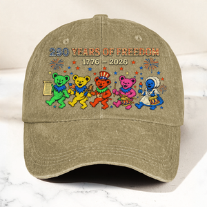 Grateful Dead 250 Years Of Freedom 1776 2026 4th of July Dancing Bears Denim Cap Retro Vintage Dad Cap Gift For Dad (With Box)
