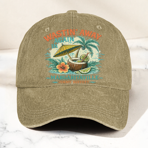 Jimmy Buffett Margaritaville Wastin Away Again Tropical Cocktail Beach Denim Cap Retro Vintage Dad Cap Gift For Dad (With Box)