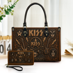 KISS Handbag, Tote Bag and Wallet Set - Vintage Embossed Purse Set Hard Rock Fan Gift
