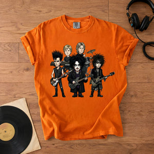 The Cure Inspired Caricature Comfort Tee, Gothic Rock Band Shirt, Dark Aesthetic T-Shirt, 80s Alternative Music Gift