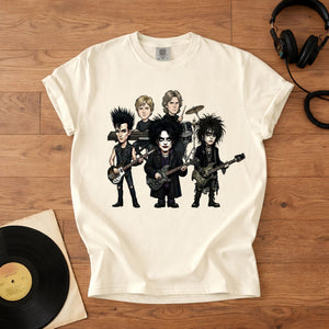 The Cure Inspired Caricature Comfort Tee, Gothic Rock Band Shirt, Dark Aesthetic T-Shirt, 80s Alternative Music Gift