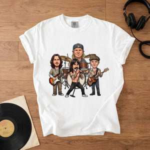 Red Hot Chili Peppers Band Caricature Comfort Tee Funny Music Lover T-Shirt, Retro Rock Graphic Shirt, Gift for Fans