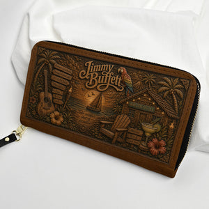 Jimmy Buffett Leather Handbag, Leather Tote Bag, Leather Wallet Set - Fan Gift, Luxury Rock Music Accessories