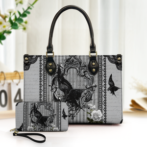 The Raven Gothic Leather Handbag & Wallet Set Whispers of Poe’s Midnight