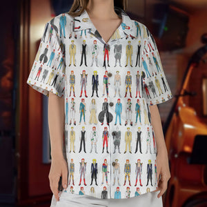 David Bowie Cartoon Character Hawaiian Shirt – Retro Music Inspired Shirt
