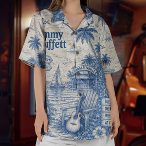 Jimmy Buffett Margaritaville Hawaiian Shirt - Unisex Vintage Toile De Jouy License To Chill Summer Button Up