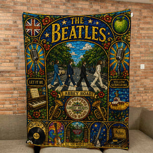 The Beatles Abbey Road Sherpa Sgt Pepper Stained Glass Blanket