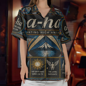 A-ha Hawaiian Shirt - Unisex Retro Hunting High And Low Cathedral Window Button Up