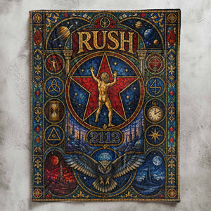 Rush Band Sherpa Blanket Starman 2112 Stained Glass Blanket