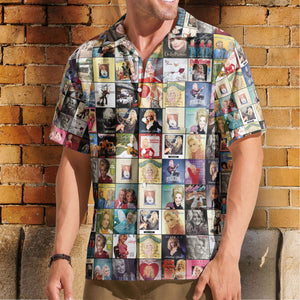 Dolly Parton Vintage Album Cover Collage Hawaiian Shirt – Retro Music Album Art Inspired Unisex Shirt
