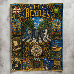 The Beatles Abbey Road Sherpa Sgt Pepper Stained Glass Blanket