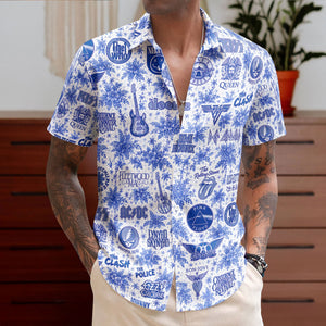 Classic Rock Legends Hawaiian Shirt Beatles Pink Floyd Nirvana Aloha Shirt – Retro Music Unisex Shirt