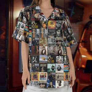 Bruce Springsteen Retro Music Album Art Mosaic Grid Colorful Hawaiian Shirt – Retro Music Album Art Inspired Unisex Shirt