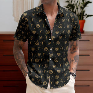 Dave Matthews Band (DMB) Cosmic Groove Black & Gold All-Over Print Hawaiian Shirt – Retro Music Album Art Inspired Shirt