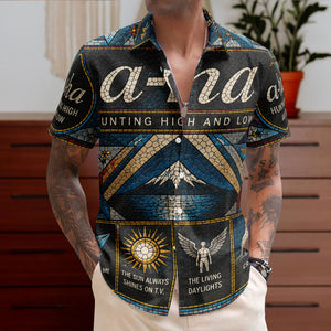 A-ha Hawaiian Shirt - Unisex Retro Hunting High And Low Cathedral Window Button Up