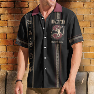Led Zeppelin Luxury Design Hawaiian Shirt – Classic Rock Inspired Black Hawaiian Shirt