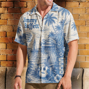 Jimmy Buffett Margaritaville Hawaiian Shirt - Unisex Vintage Toile De Jouy License To Chill Summer Button Up