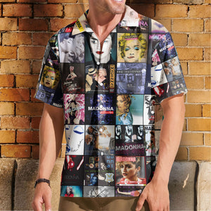 Madonna Album Collage Hawaiian Shirt – Retro Music Album Art Inspired Shirt