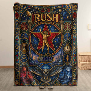 Rush Band Sherpa Blanket Starman 2112 Stained Glass Blanket