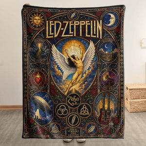 Led Zeppelin Band Sherpa Blanket Stairway To Heaven Stained Glass Blanket