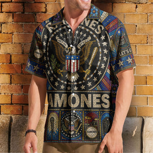 Ramones Hawaiian Shirt - Unisex Retro Hey Ho Lets Go Cathedral Window Button Up