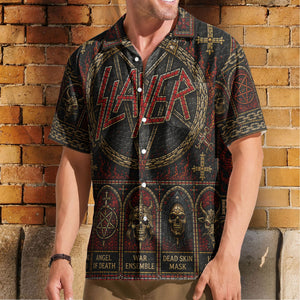 Slayer Stained Glass Hawaiian Shirt - Unisex Retro Heavy Metal Concert Tour Merch