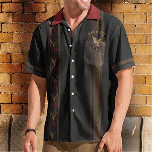 Black Sabbath Hawaiian Shirt - Unisex Retro Henry Demon Gothic Vertical Stripe Button Up