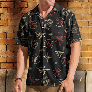 Foo Fighters Rock Icon Graphic All-Over Print Hawaiian Shirt – Retro Music Album Art Inspired Unisex Shirt