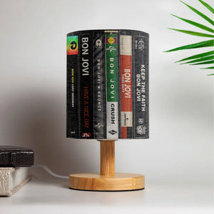 Rock Music Album Spine Table Fabric Lamp Bon Jovi Inspired Desk Light
