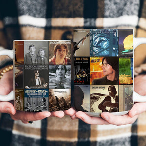 Jackson Browne Accent Mug Classic Album Cover Collage Gift for Folk Rock Fans