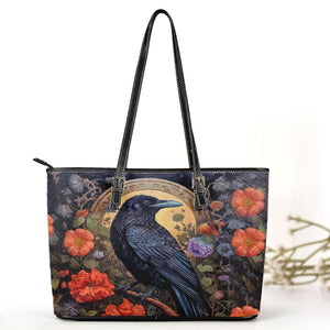 Nevermore Raven Leather Handbag & Wallet Set Gothic Elegance in Bloom