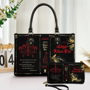 Edgar Allan Poe Gothic Leather Handbag & Wallet Set Literary Inspired Fashion