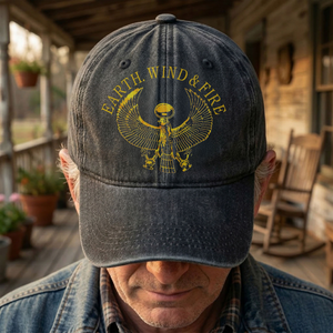 Earth Wind Fire Vintage Gold Egyptian Falcon Logo Denim Cap Retro Vintage Dad Cap Gift For Dad (With Box)