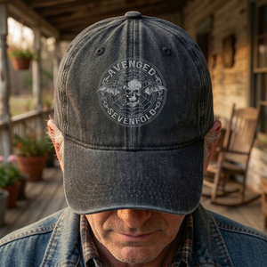 Avenged Sevenfold Deathbat Logo Denim Cap Retro Vintage Dad Cap Gift For Dad (With Box)