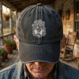 Willie Nelson Portrait Denim Cap Retro Music Willie Nelson Cap Gift For Dad (With Box)