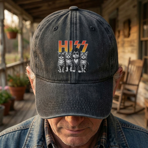 Hiss Cats Rock Kittens Denim Cap Retro Hiss Band Merch Gift for Dad (With Box)
