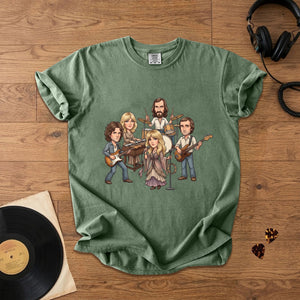 Fleetwood Mac Cartoon Band Graphic T-Shirt Classic Rock Fan Tee