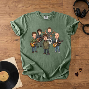 Oasis Cartoon Band Graphic T-Shirt Britpop Fan Tee